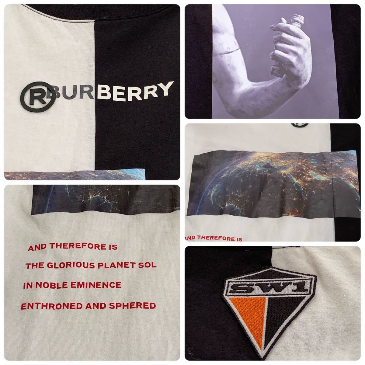 極美品【現行タグ】Burberry LONDON バーバリーロンドン 長袖 LL-2XL相当 プリント Tシャツ カットソー MONTEGE Riccard Tisci メンズ 1円_画像7