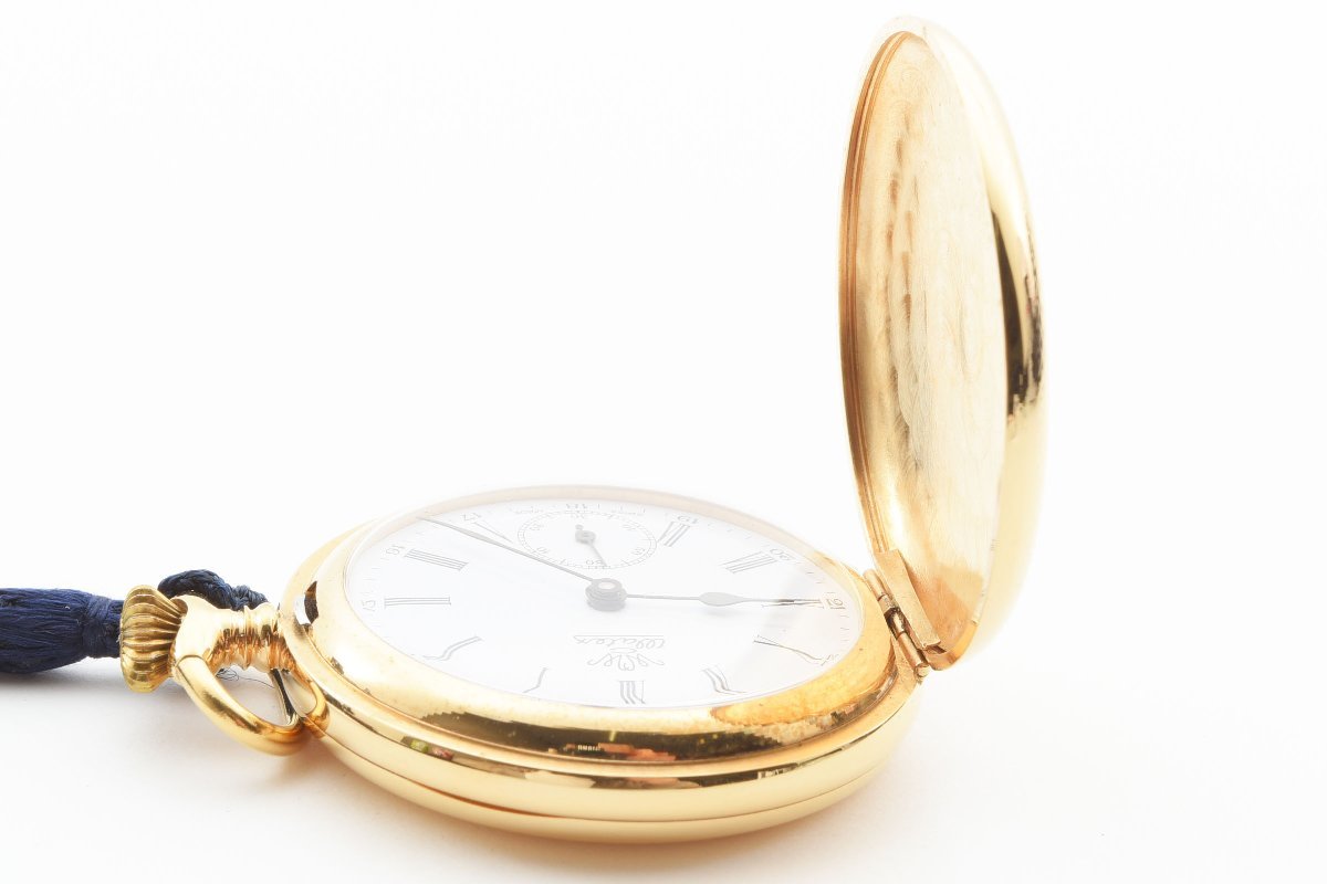 稼働品 ワテックス 天皇皇后両陛下 ダイヤモンド婚式奉祝記念 菊紋 懐中時計 ゴールド 手巻き メンズ 腕時計 WATEX_画像5
