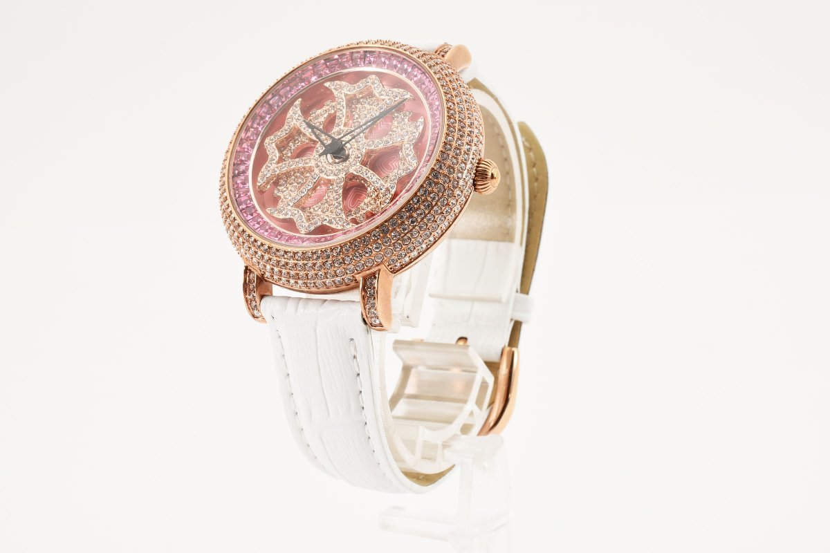 極美品 ブリラミコ ラインストーン クォーツ ラウンド ゴールド レディース 腕時計 BRILLAMICO_画像2