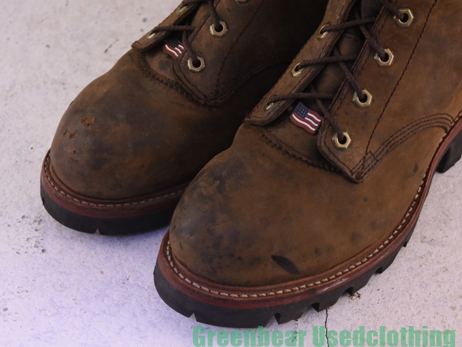 Y353◆USA製【チペワ Chippewa】ビンテージ ワークブーツ 良い味 ワイズ細め スチールトゥ 茶 ブラウン メンズ 10.5E 28.5cm_画像6