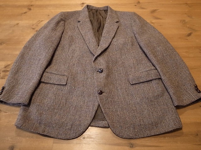 USA製 STAFFORD Harris Tweed 1980年代 ビンテージ ピンチェック ハリスツイード ２釦 テーラード ジャケット ブレザー サイズ ４XL 相当_画像2