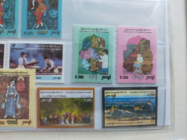 【知】外国切手 ミャンマー最近物切手３5枚 未使用 FDC 小型 各１ 記念主体(済) 大量 おまとめ　お家で過ごそう 　切手を楽しもう /2599_画像6