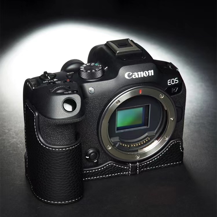 本革 新品 Canon キャノン EOS R7用 本革カメラケース ブラック