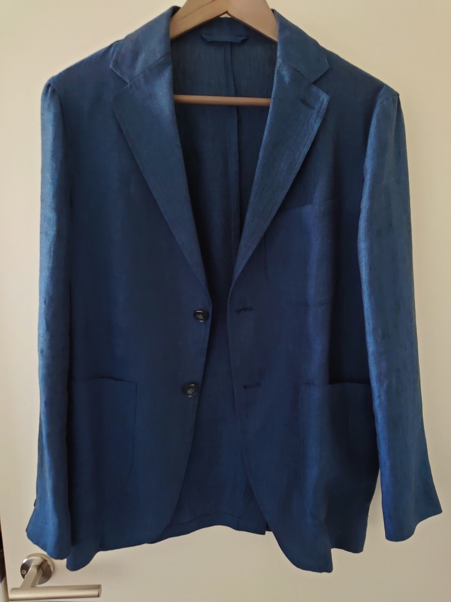 GIANNETTO ジャンネット リネン ジャケット 44 イタリア製 ブルー系 麻 青
