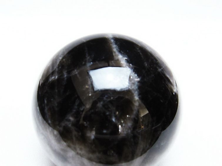 誠安◆超レア最高級天然モリオン 純天然 黒水晶 丸玉 60mm [T572-9663]_画像2