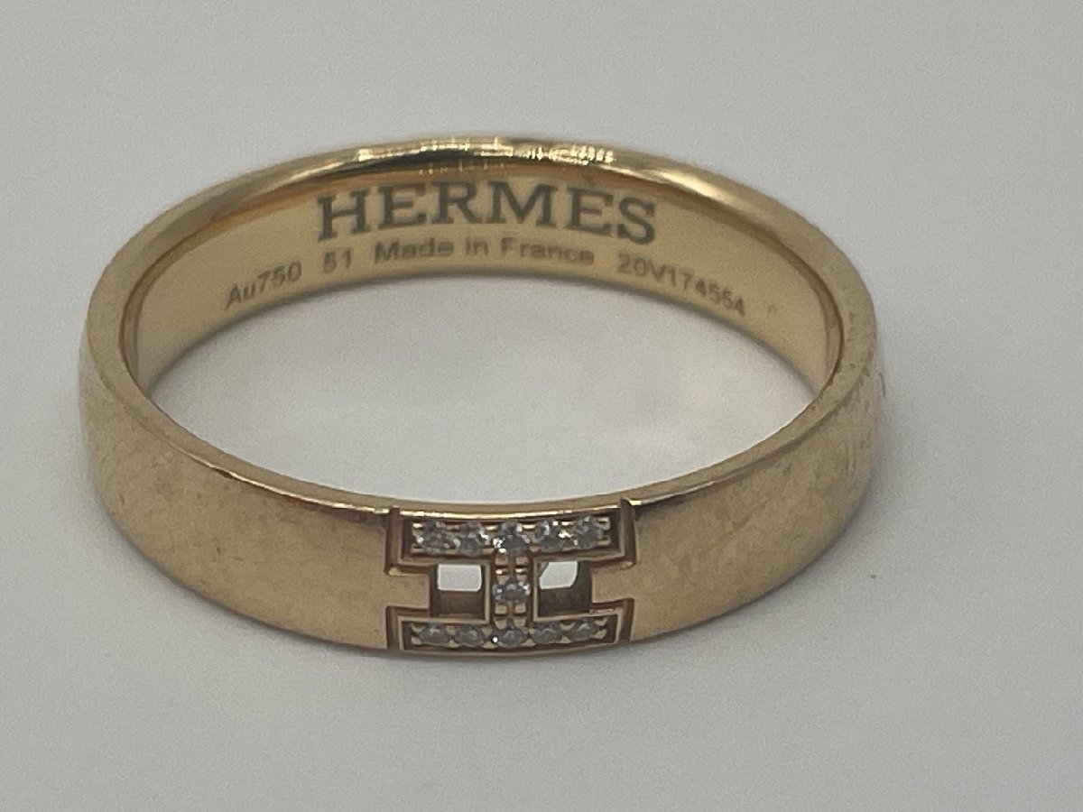 ∞大人気【エルメス HERMES リング エヴァー ヘラクレス ダイヤモンド Au750 ピンクゴールド サイズ51(11号) 約3.3g 指輪 箱付き】HM374_画像1