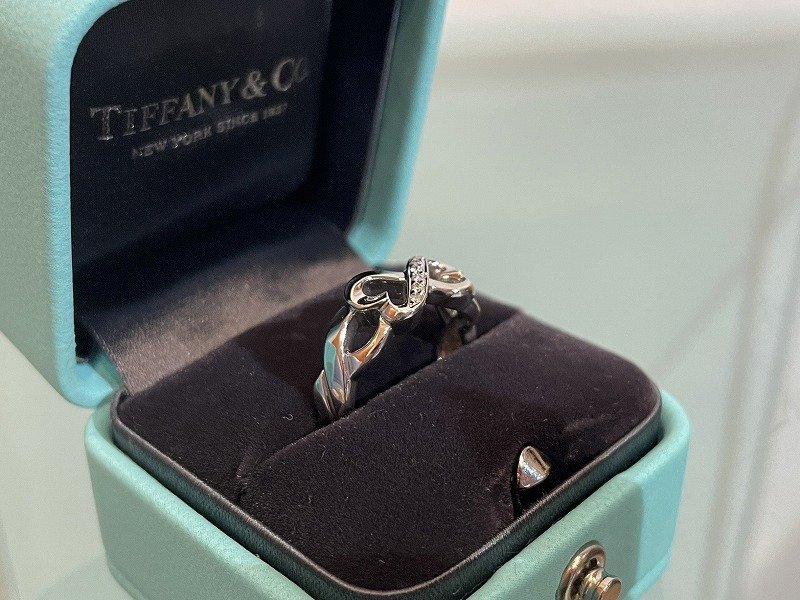 * new goods finishing settled [ Tiffany TIFFANY&Co. double rubbing Heart paroma Picasso K18WG size 9 number diamond ring 5.24g beautiful goods ]NA00303