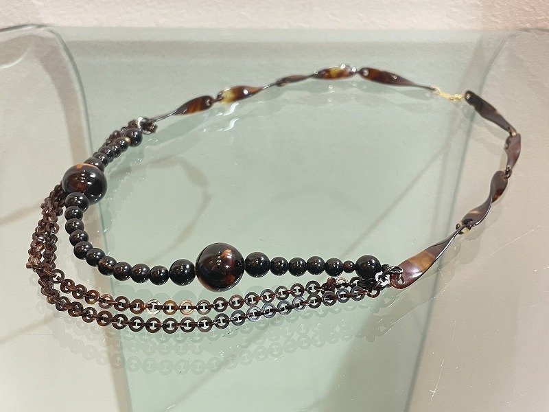 【値下げ】 K18刻印 ★高品質【べっ甲 ネックレス 美品】NA00351 アクセサリー ジュエリー 鼈甲 洋装にも 和装 上質 重量:14.90g 首回り55㎝ 18金 べっ甲