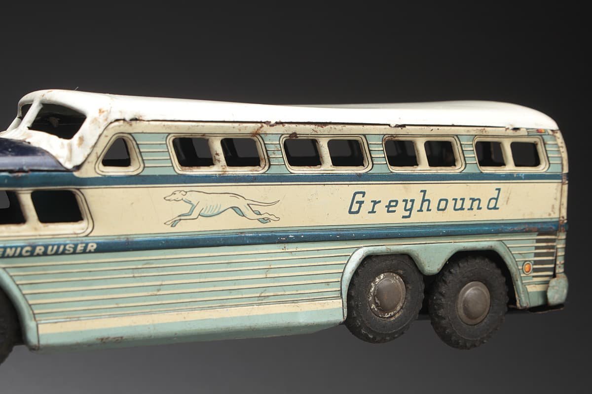 UT360 当時物【寺井商店 DAIYA】ブリキ玩具「EXPRESS SCENICRUISER Greyhound/バス」幅22.4cm 重149g 日本製 昭和レトロ_商品詳細もご覧ください