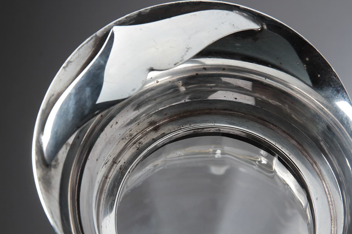 EP444 【CHRISTOFLE】フランス製 クリストフル 銀製 シルバー ガラス ウォーターポット 高28.3cm 重1.3kg・ピッチャー_商品詳細もご覧ください