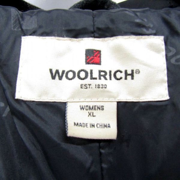 サイズ WOMEN’S XL WOOLRICH ウール ダッフル コート フーディー ジャケット ストライプ ブラック ウールリッチ 古着 ビンテージ 3D0101_画像3