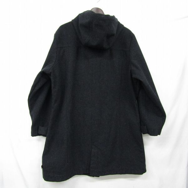 サイズ WOMEN’S XL WOOLRICH ウール ダッフル コート フーディー ジャケット ストライプ ブラック ウールリッチ 古着 ビンテージ 3D0101_画像2