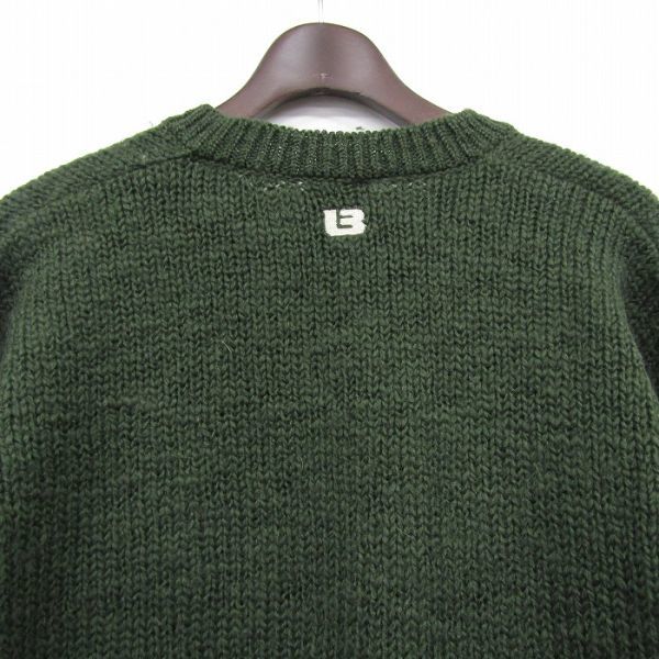  большой размер XL BURTON шерсть вязаный тянуть over свитер V шея оливковый зеленый Barton б/у одежда Vintage 3D0810