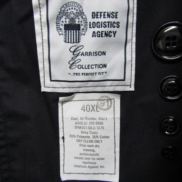 米軍実物 サイズ 40XL U.S. ARMY オールウェザー トレンチ コート ブラック 古着 ビンテージ ミリタリー 3D1007_画像4