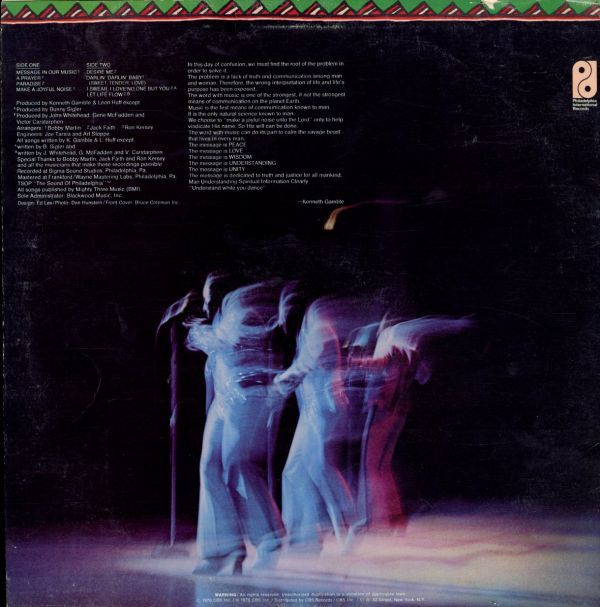 USオリジLP！The O'Jays / Message In The Music 76年【Philadelphia International PZ 34245】オージェイズ フィリー・ソウル ガラージ_画像3