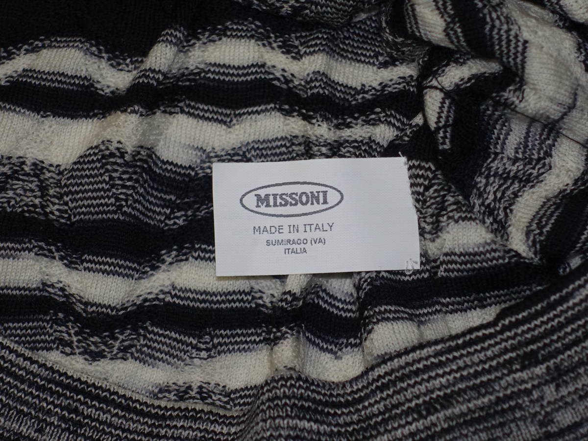  Missoni MISSONI First line 52 white black border cardigan MADE in ITALY
