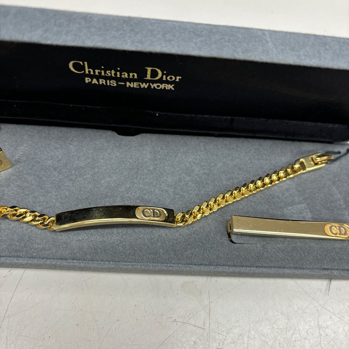 B3779[ прекрасный товар ] Christian Dior браслет & запонки & галстук булавка 