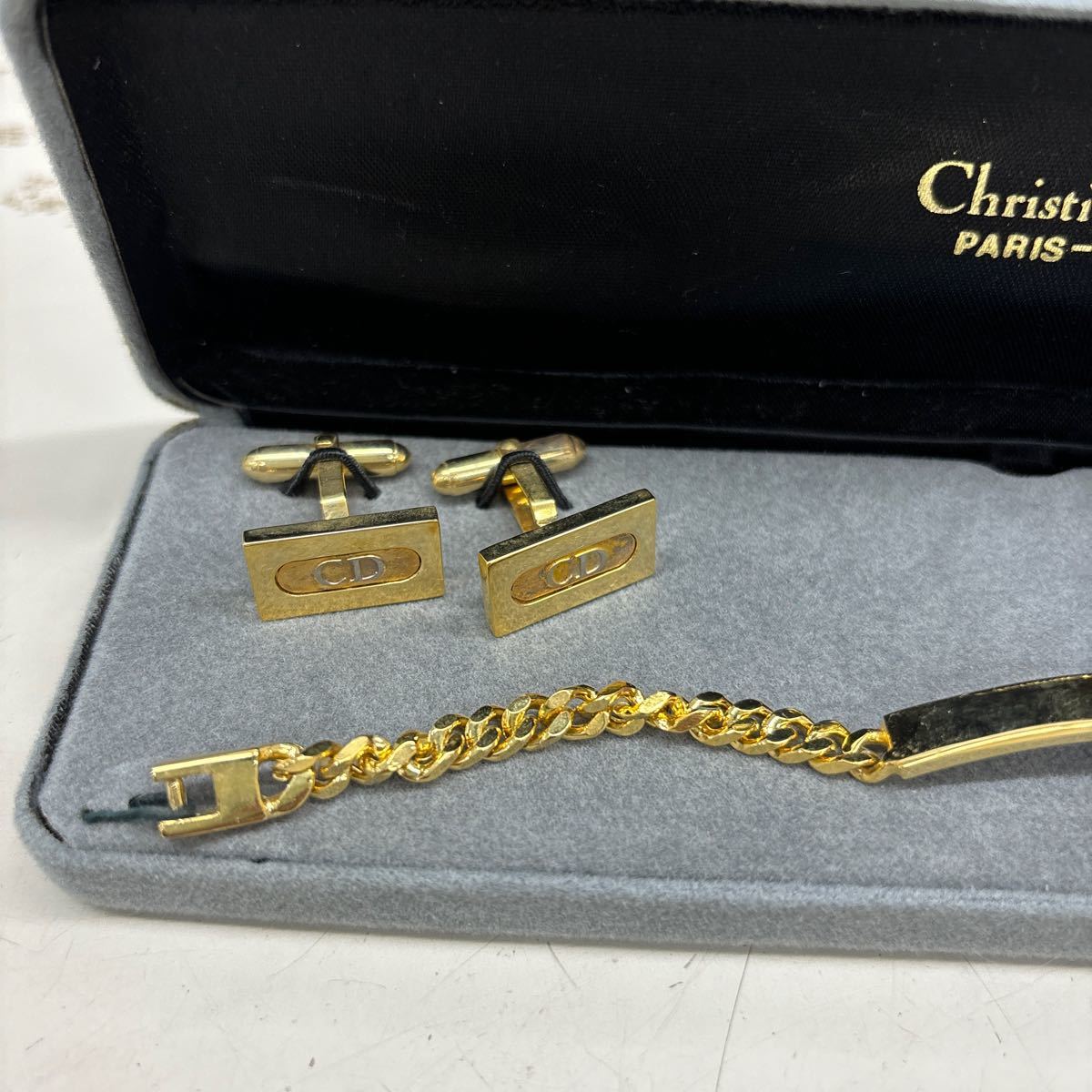 B3779[ beautiful goods ] Christian Dior bracele & cuffs & necktie pin 