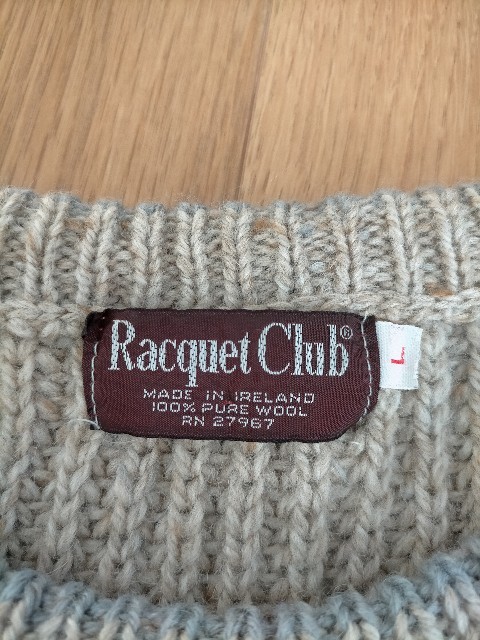 80s-90s ビンテージ アイルランド製 Racquet Club リブ編み ローゲージニット セーター L _画像7