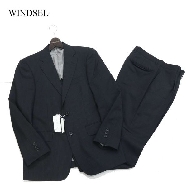 【新品 未使用】 WINDSEL ウィンゼル 通年 背抜き★ ストライプ セットアップ スーツ Sz.92A5　メンズ ビジネス　I3T02508_C#N