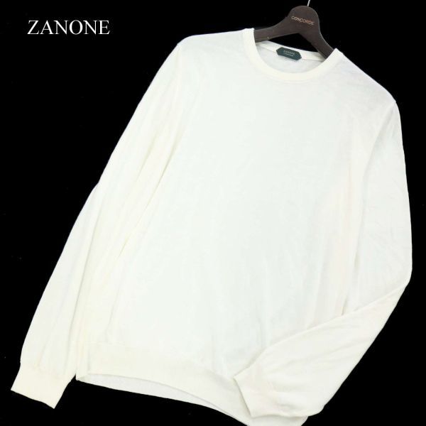 イタリア製★ ZANONE ザノーネ 通年 クルーネック★ コットン ニット セーター Sz.52　メンズ 大きいサイズ　I3T02494_C#L_画像1