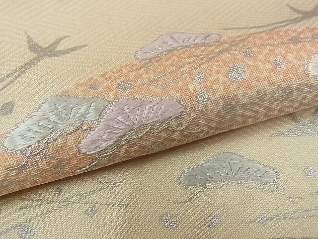 平和屋-こころ店■訪問着 刺繍 吹き寄せ松文 銀彩 着丈156cm 裄丈63cm 正絹 逸品 B-zg7066の画像6