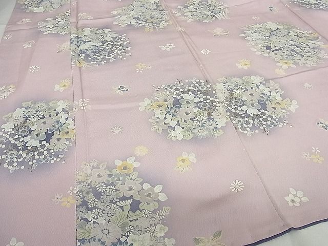 平和屋-こころ店■上質な小紋 草花文 暈し染め 着丈162cm 裄丈62.5cm 正絹 逸品 1B-np407の画像3