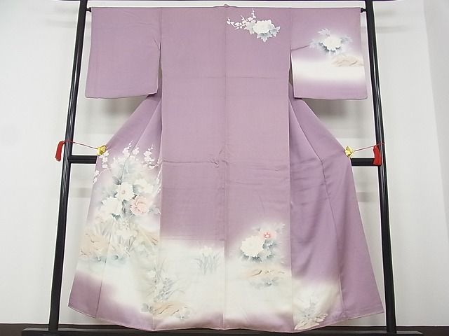 平和屋-こころ店■訪問着　刺繍　花車文　暈し染　着丈150cm　裄丈65cm　正絹　逸品　1B-wt210_画像1