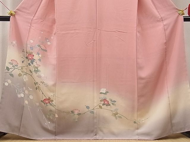 平和屋野田店■訪問着　枝椿　暈し染め　逸品　n-kn1254_画像3