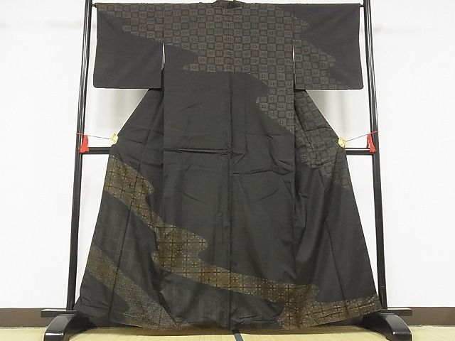 平和屋-こころ店■本場染大島紬　訪問着　流水吉祥文　着丈160cm　裄丈65.5cm　正絹　逸品　B-zg7132_画像1