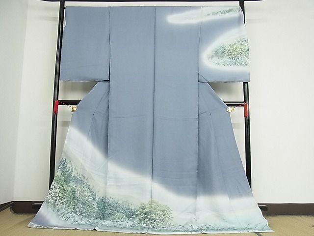 平和屋-こころ店■訪問着　作家物　十和湖　日本百景　暈し染め　仮絵羽　正絹　逸品　未使用　1B-np482_画像1