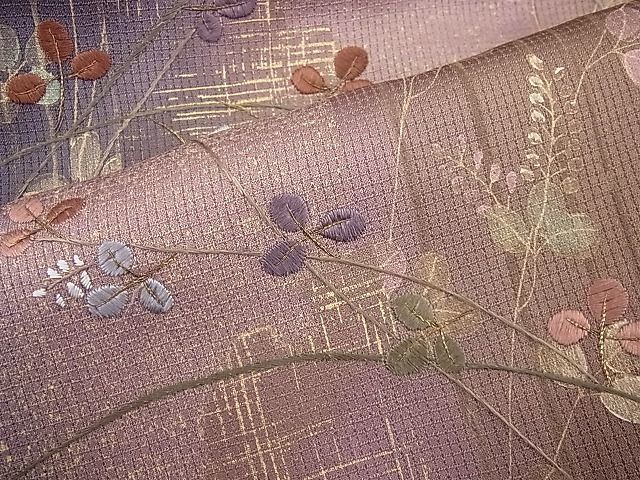 平和屋野田店■訪問着　刺繍　秋虫　秋草文　暈し染め　金彩　逸品　n-je3927_画像5