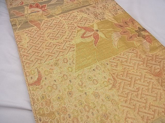 平和屋野田店■佐賀錦　六通柄袋帯　吉祥更紗花文　金糸　逸品　n-ts0347_画像2