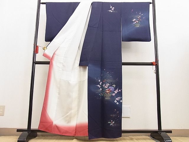 平和屋野田店■訪問着 牡丹花籠文 暈し染め 金彩 逸品 n-ip2046の画像3