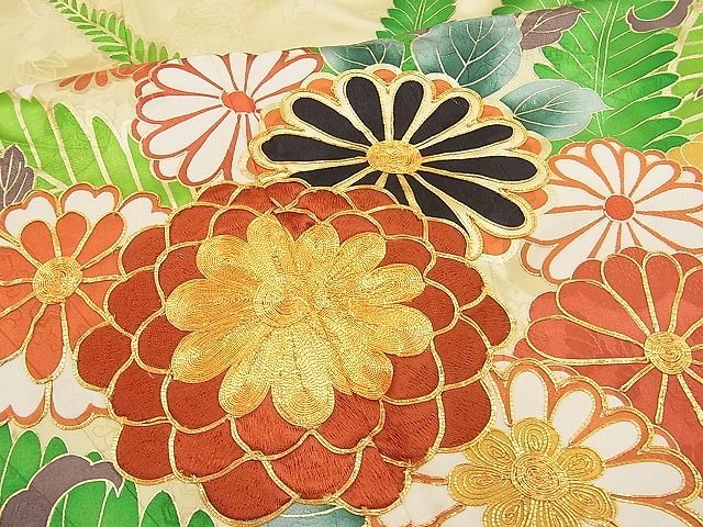 平和屋野田店■豪華振袖 駒刺繍 菊草花文 金彩 逸品 n-hv2836の画像7