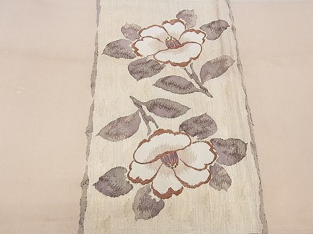 平和屋1■太鼓柄袋帯　切嵌枝椿　金糸　逸品　ng3432_画像3