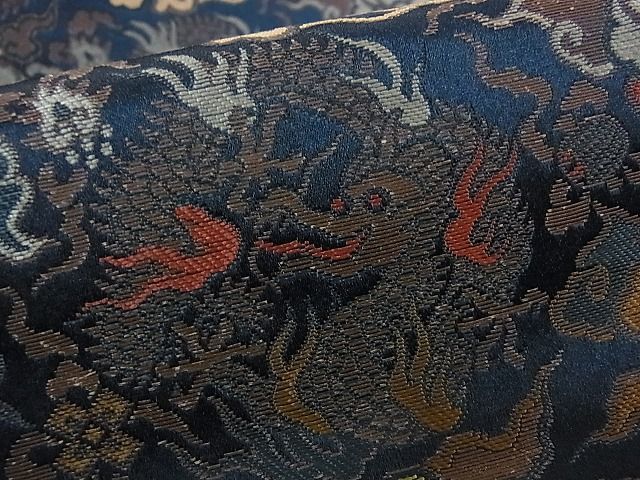 平和屋2■アンティーク　大正ロマン　九寸名古屋帯　龍　霊芝雲　逸品　ic9336_画像5