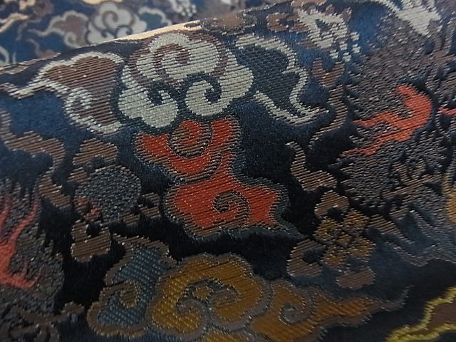 平和屋2■アンティーク　大正ロマン　九寸名古屋帯　龍　霊芝雲　逸品　ic9336_画像6