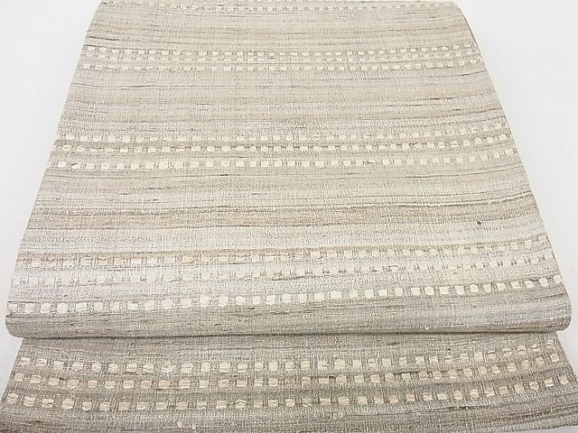 平和屋2■インド・アッサム　野蚕糸　手織　ムガシルク　全通柄袋帯　横段文　逸品　1ps1494_画像2