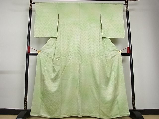 平和屋-こころ店■上質な小紋 花青海波 暈し染め 着丈160.5cm 裄丈63.5cm 正絹 逸品 A-br6835の画像2