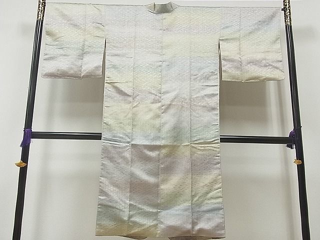 平和屋1■インド・アッサム　野蚕糸　手織　ムガシルク　道中着　ロング丈　霞文　逸品　hy9702_画像4