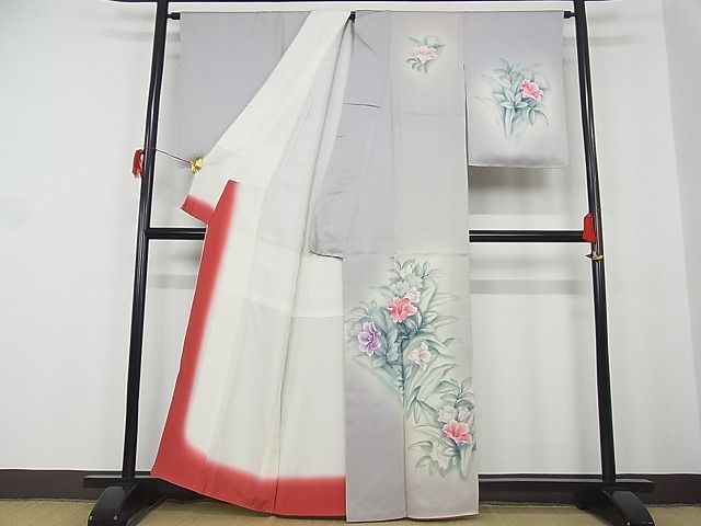 平和屋-こころ店■訪問着 草花文 金彩 着丈159.5cm 裄丈66.5cm 正絹 逸品 未使用 1B-wt682の画像2