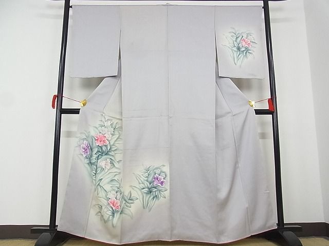 平和屋-こころ店■訪問着 草花文 金彩 着丈159.5cm 裄丈66.5cm 正絹 逸品 未使用 1B-wt682の画像1