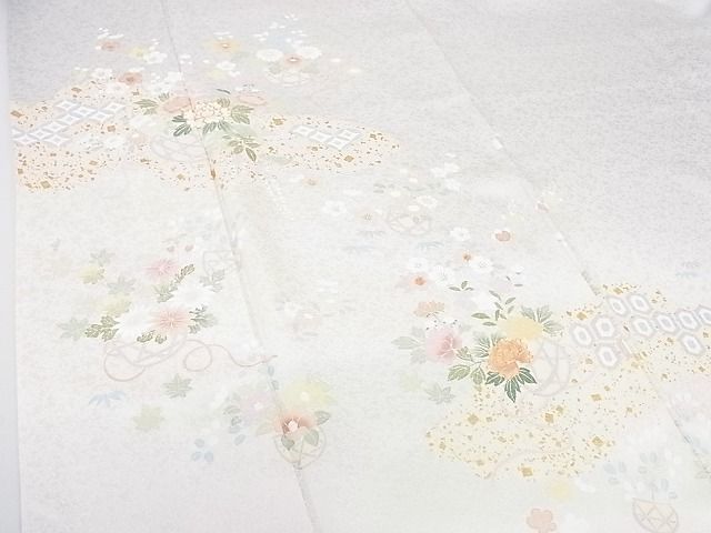 平和屋2■訪問着　駒刺繍　枝梅　花籠文　暈し染め　金彩　逸品　1ps1422_画像5