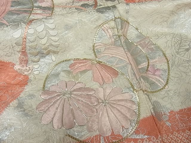 平和屋-こころ店■豪華振袖 駒刺繍 絞り 花鼓文 銀彩 着丈158cm 裄丈65cm 正絹 逸品 1B-np637の画像5