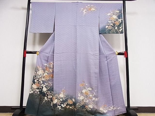 平和屋-こころ店■訪問着　枝花文　暈し染め　金彩　着丈162.5cm　裄丈66.5cm　正絹　逸品　B-ph8900_画像1