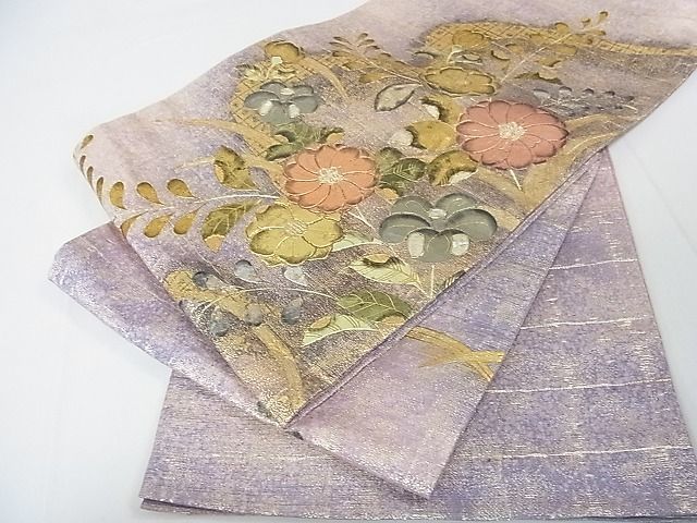 平和屋2■螺鈿　袋帯　作家物　辻が花　金彩　金通し地　逸品　未使用　eee6115_画像2