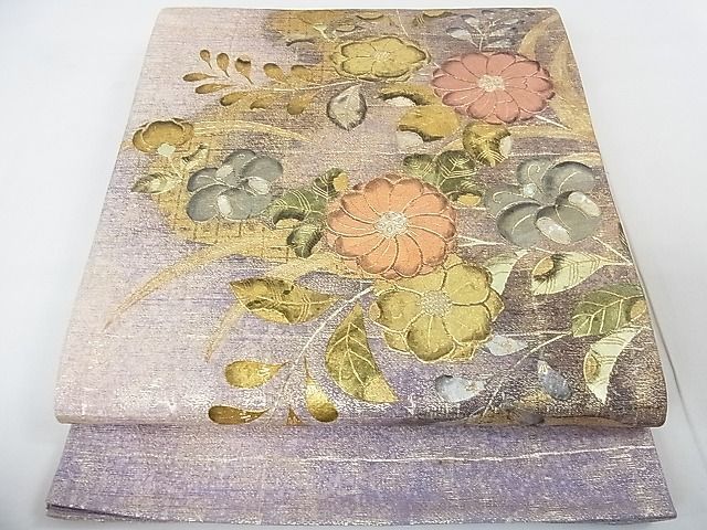 平和屋2■螺鈿　袋帯　作家物　辻が花　金彩　金通し地　逸品　未使用　eee6115_画像1