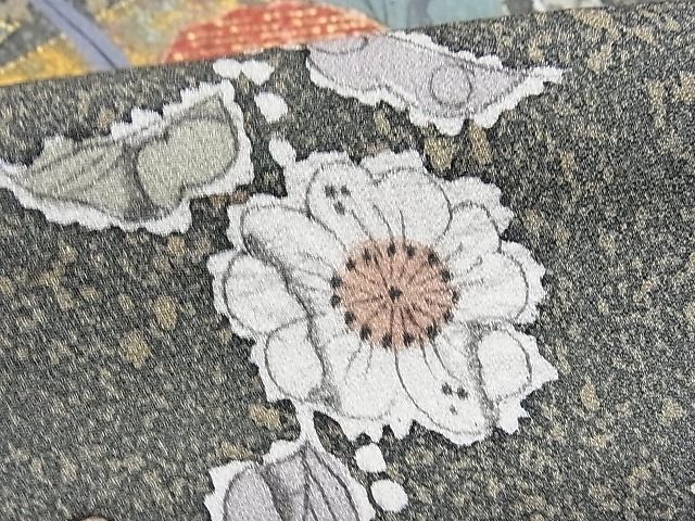 平和屋-こころ店□訪問着　刺繍　絞り　辻が花　松皮菱花文　暈し染め　金彩　着丈168cm　裄丈67.5cm　正絹　逸品　3kk1948_画像8