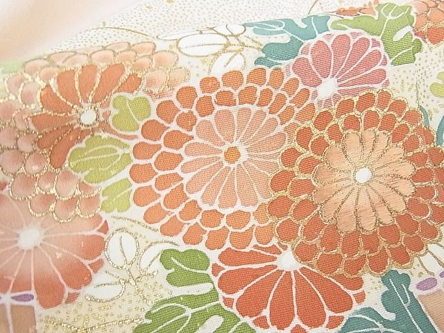 平和屋2■創業460年・千總　訪問着　刺繍　竹垣花文　暈し染め　金彩　高島屋扱い　逸品　1ps1678_画像8